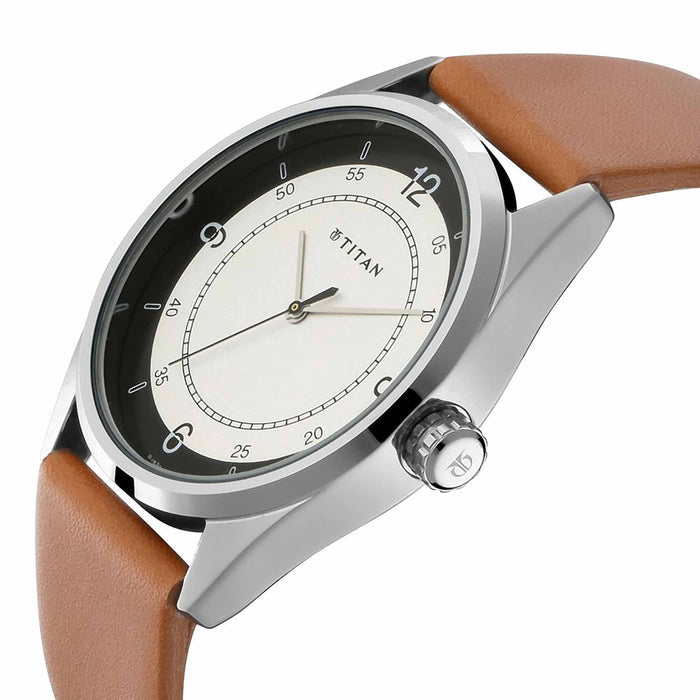 Titan Workwear 1729SL03 Leather Band Round Analog Watch for Men - Camel, strap