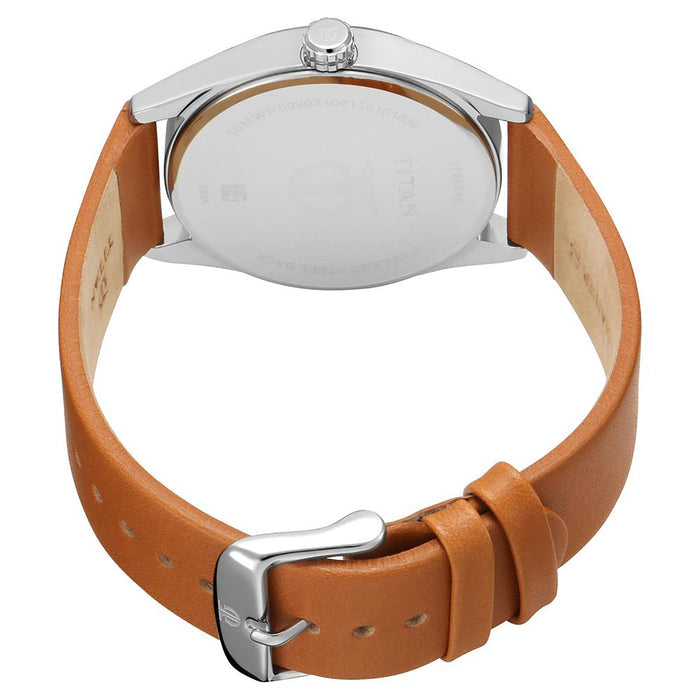 Titan Workwear 1729SL03 Leather Band Round Analog Watch for Men - Camel, strap