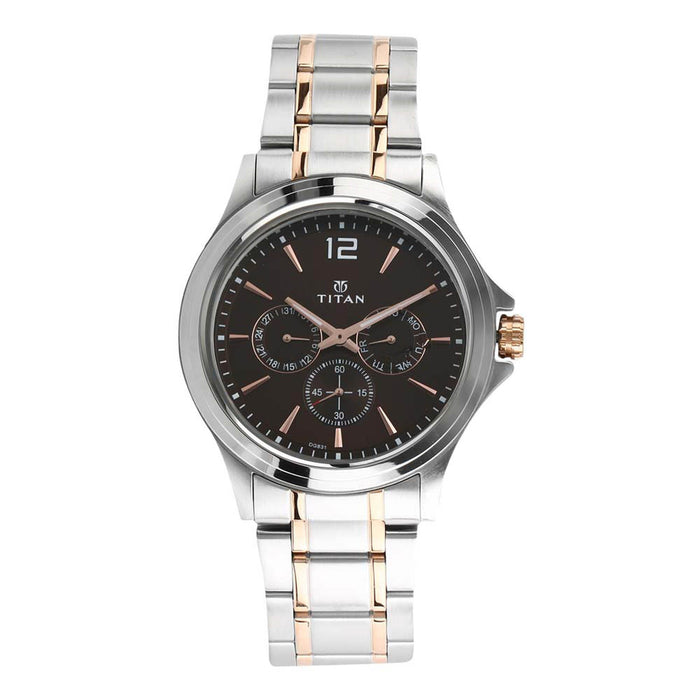 Titan Workwear Men’s Chronograph Watch | Quartz, Water Resistant, Stainless Steel Band, Rose Gold, Chronograph