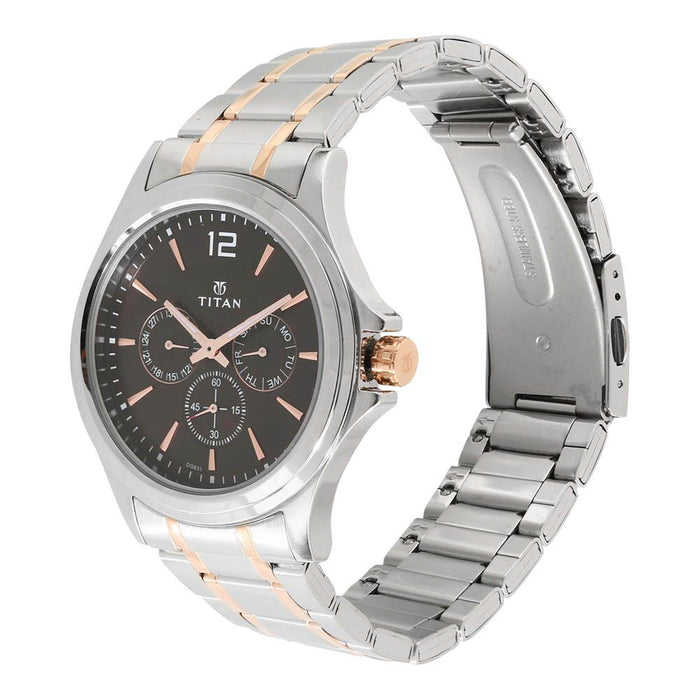 Titan Workwear Men’s Chronograph Watch | Quartz, Water Resistant, Stainless Steel Band, Rose Gold, Chronograph