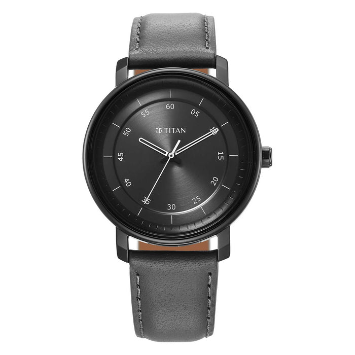 Titan Workwear Quartz Analog Anthracite Dial Leather Strap Watch for Men 1884NL01
