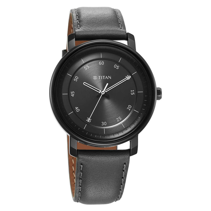 Titan Workwear Quartz Analog Anthracite Dial Leather Strap Watch for Men 1884NL01