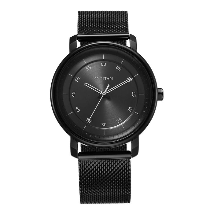 Titan Workwear Quartz Analog Anthracite Dial Leather Strap Watch for Men 1884NM01