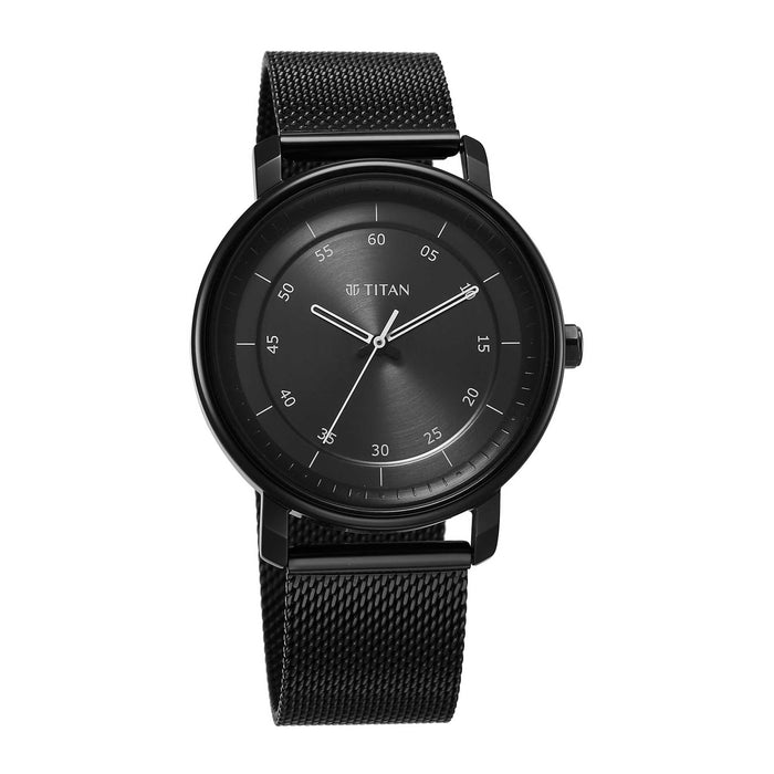 Titan Workwear Quartz Analog Anthracite Dial Leather Strap Watch for Men 1884NM01