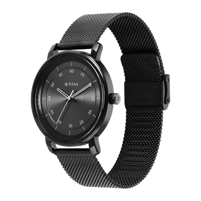 Titan Workwear Quartz Analog Anthracite Dial Leather Strap Watch for Men 1884NM01