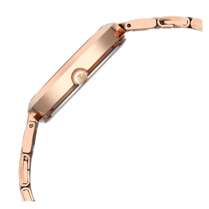 Titan Workwear Quartz Analog Beige Dial Rose Gold Stainless Steel Strap Watch for Women 2480WM06