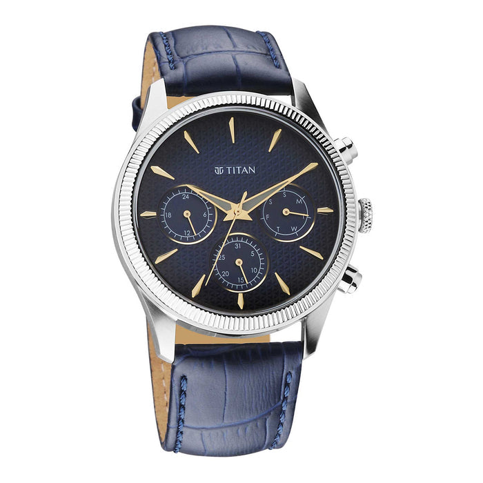 Titan Wrist Wit Quartz Analog with Day and Date Grey Dial Leather Strap Watch for Men 1805SL11