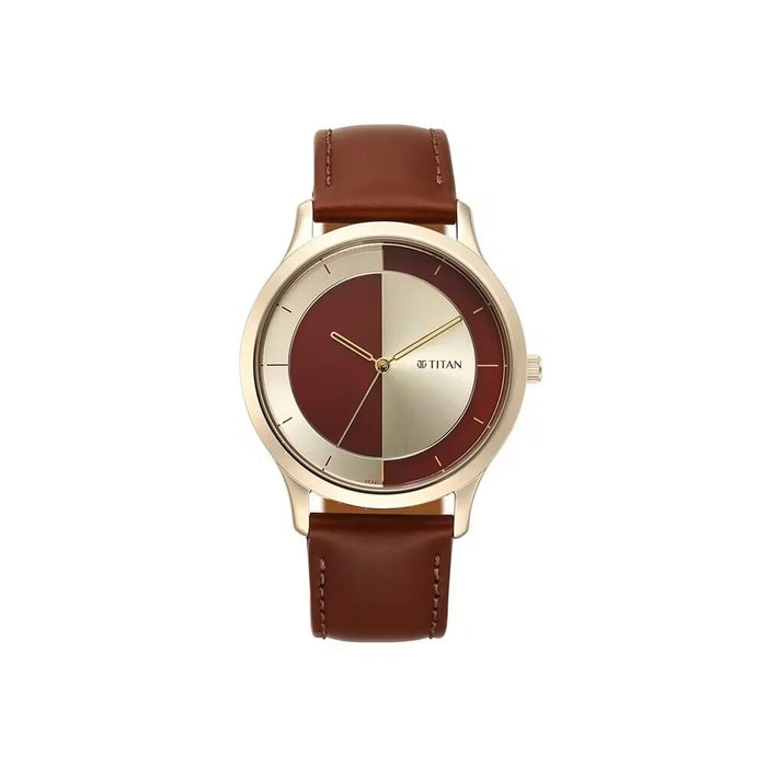 Titan Yin & Yang Red Dial Analog Leather Strap Watch for Men 1825WL04