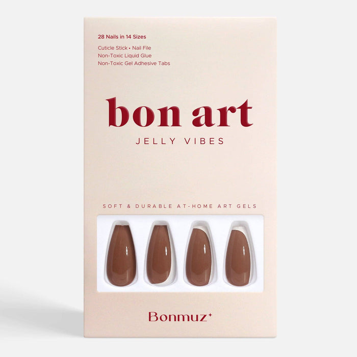 Toffee Nut Press-On Nails | Warm Brown Glossy, Reusable & Non-Toxic