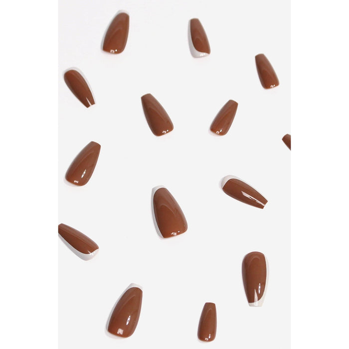 Toffee Nut Press-On Nails | Warm Brown Glossy, Reusable & Non-Toxic