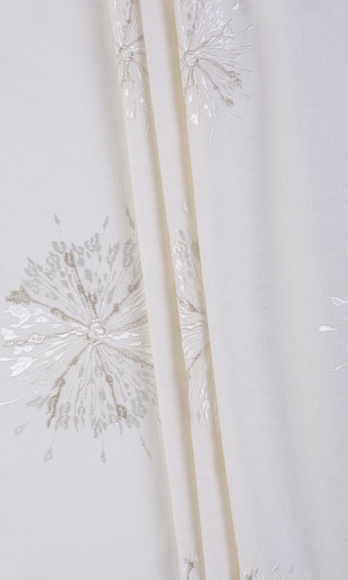 Sunburst Embroidered Made-to-Measure Curtains (White/ Pale Gray)