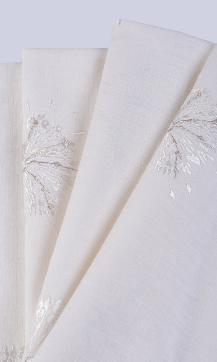 Sunburst Embroidered Any Size Style Curtains (White/ Pale Gray)