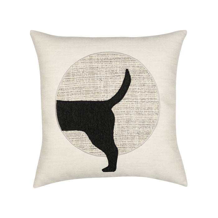 Ivory dog motif pillow square size for elegant indoor and outdoor decor by Elaine Smith