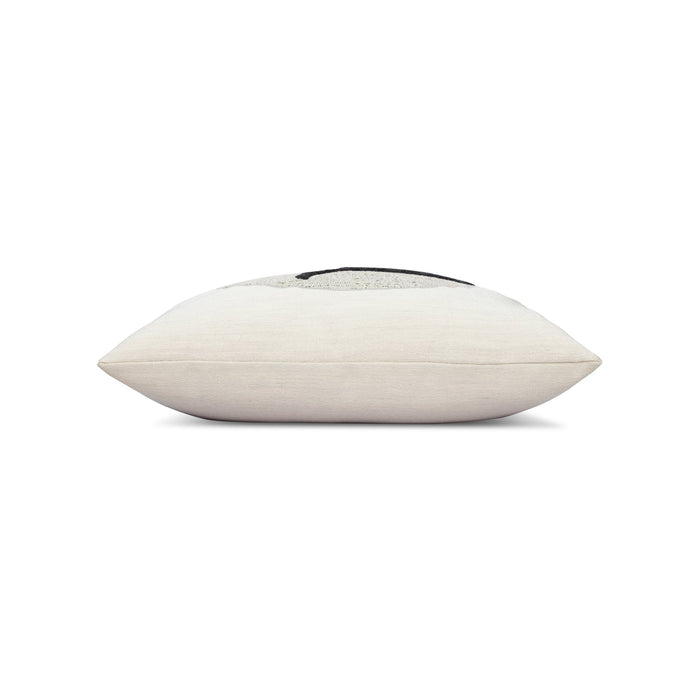 Side image of Ivory dog motif pillow square size for elegant indoor and outdoor decor by Elaine Smith