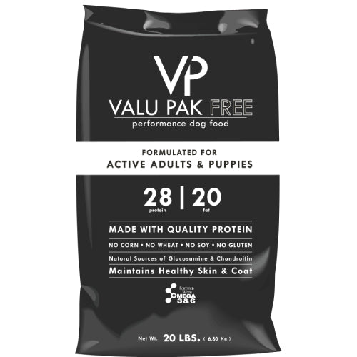 Valu-Pak Free 28-20 Dry Adult Dog Food Grain-Free High Protein 20lbs.