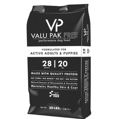 Valu-Pak Free 28-20 Dry Adult Dog Food Grain-Free High Protein 20lbs.