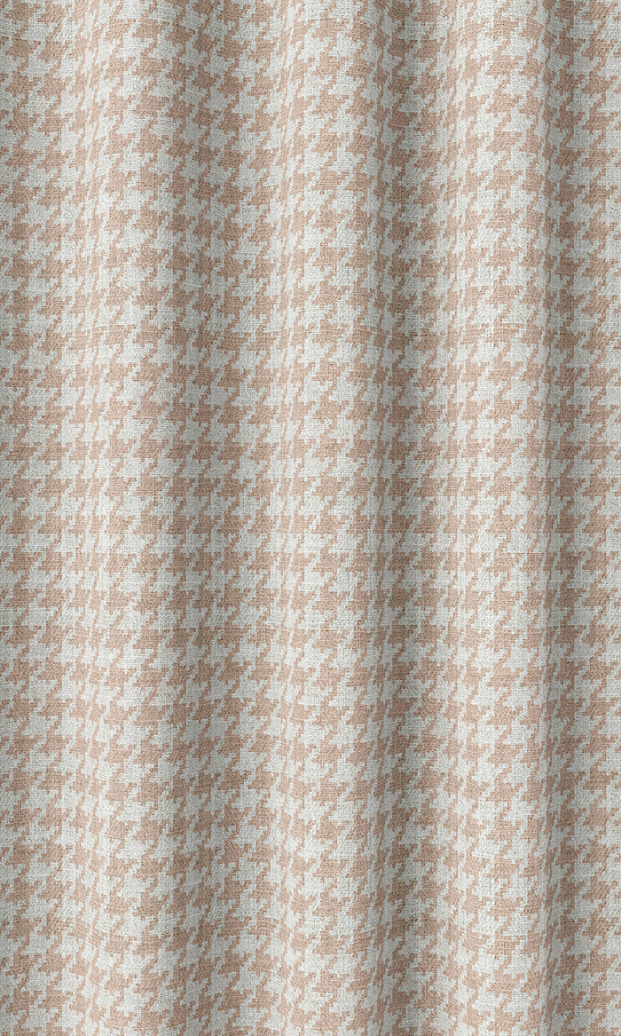 Houndstooth Print Curtains (Blush Pink/ White)