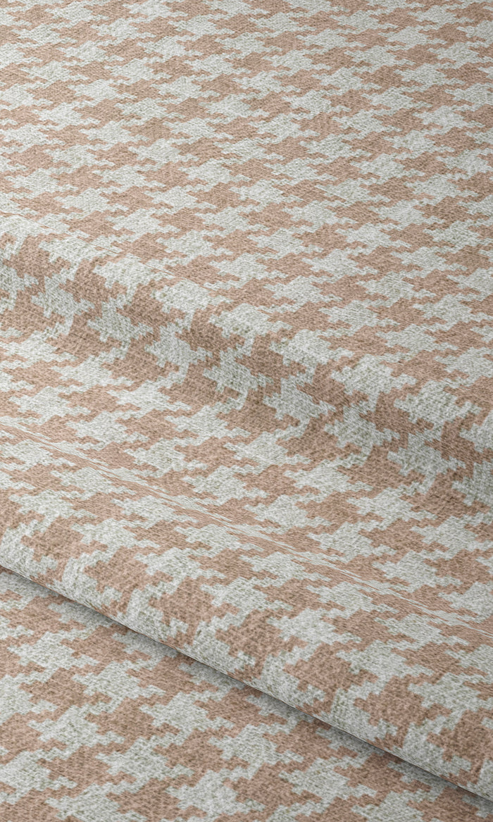 Houndstooth Print Curtains for Living, Bedroom, Kitchen, Bathroom (Blush Pink/ White)