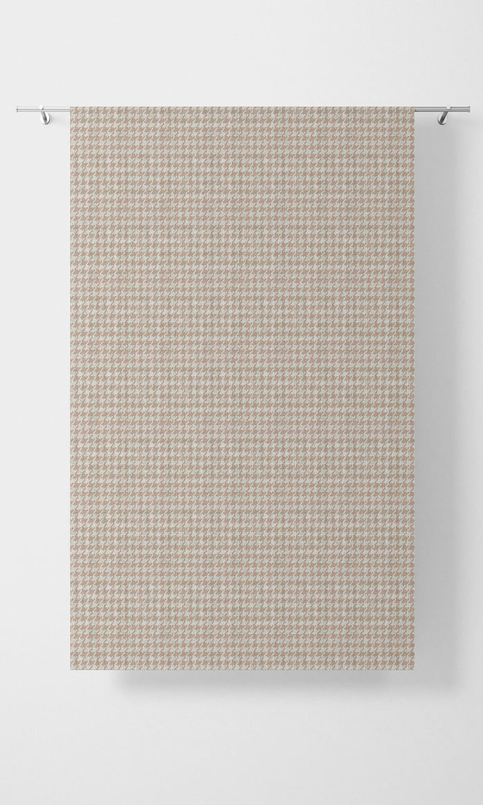 Houndstooth Print Pinch Pleat, Rod Pocket, Eyelet Curtains (Blush Pink/ White)