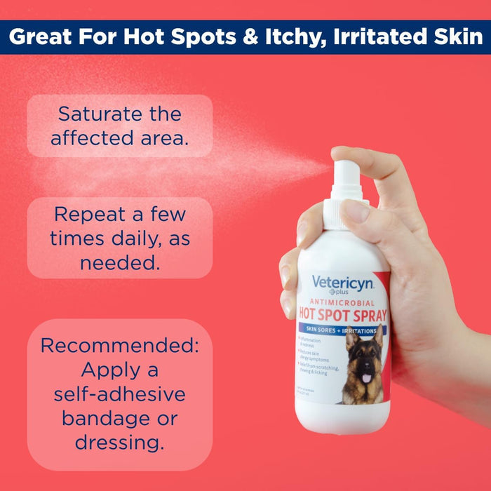 Vetericyn Plus Antimicrobial Hot Spot Spray for Dogs 8 oz. Itch Relief Skin Care