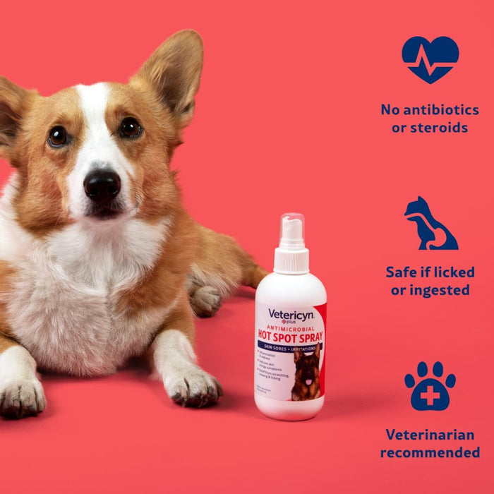 Vetericyn Plus Antimicrobial Hot Spot Spray for Dogs 8 oz. Itch Relief Skin Care