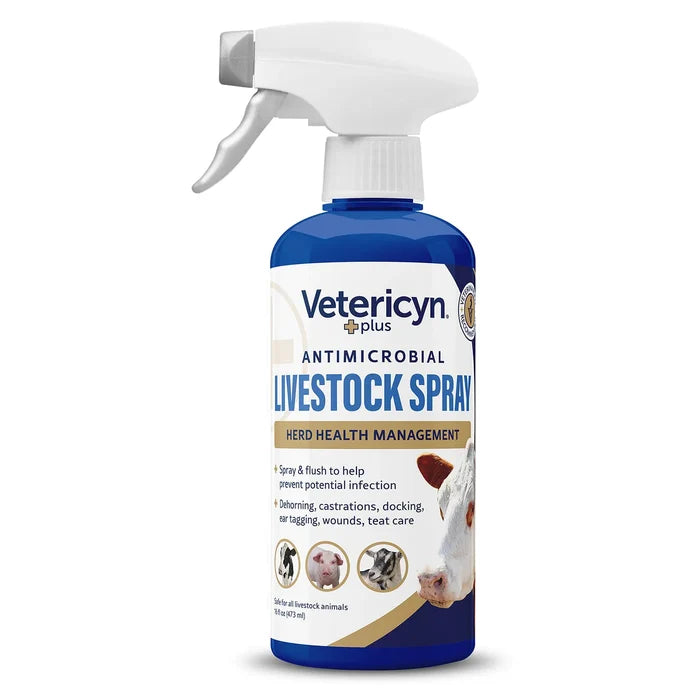 Vetericyn Plus Antimicrobial Livestock Spray for Herd Health Wound Care 16 oz.