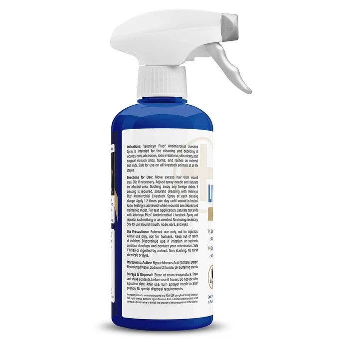 Vetericyn Plus Antimicrobial Livestock Spray for Herd Health Wound Care 16 oz.