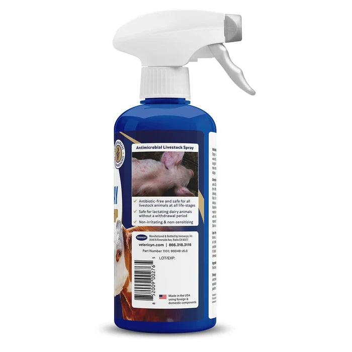 Vetericyn Plus Antimicrobial Livestock Spray for Herd Health Wound Care 16 oz.