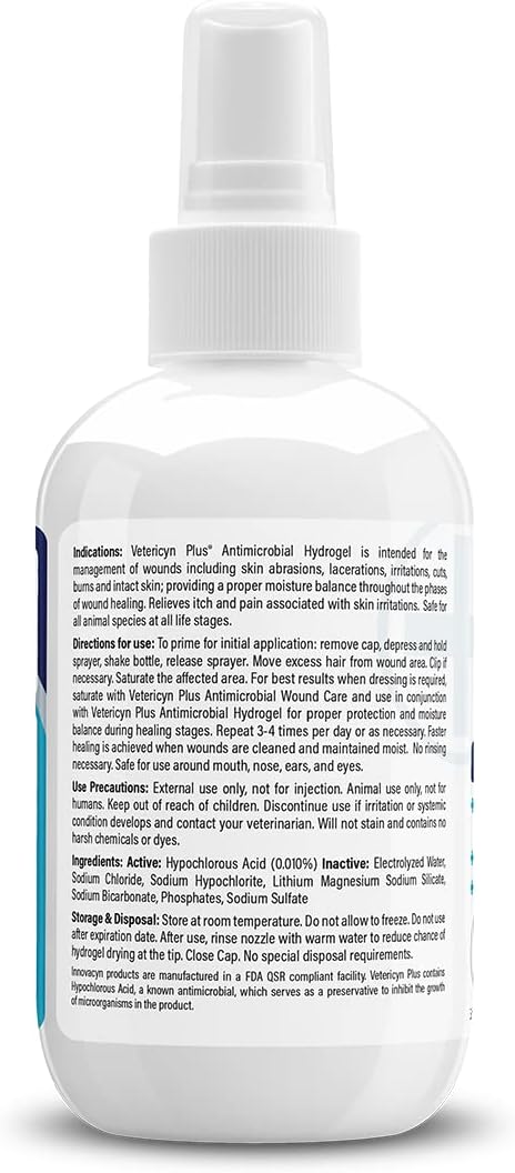 Vetericyn Plus Hydro Gel All Animal Wound & Skin Care Pets Cuts Abrasions 3 oz.