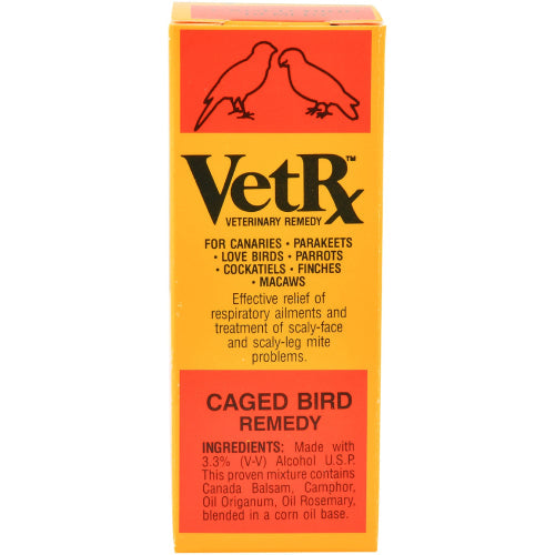 VetRx Caged Bird Remedy 2 oz. Respiratory Relief Mites Canaries Parrots Parakeets