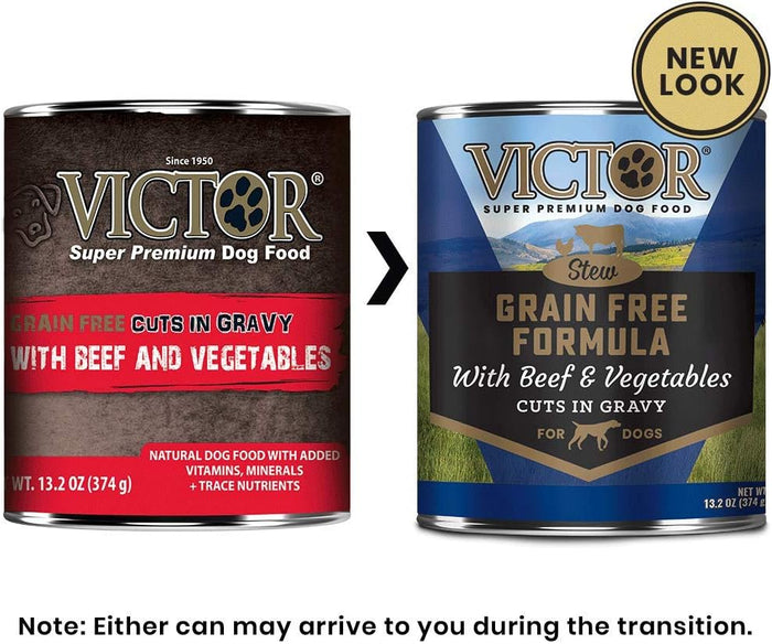 Victor Grain Free Beef and Vegetables Canned Wet Dog Food 12-Pack in Gravy