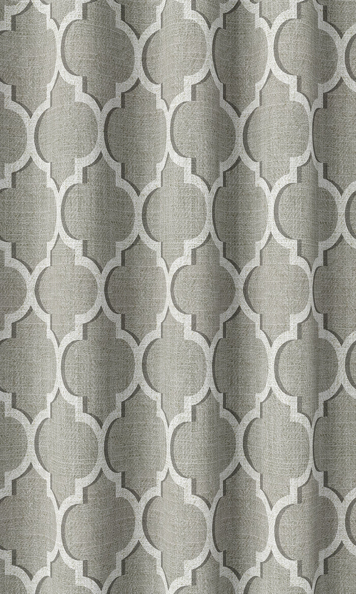 Trellis Tile Print Home Décor Fabric By the Metre (Grey/ White)