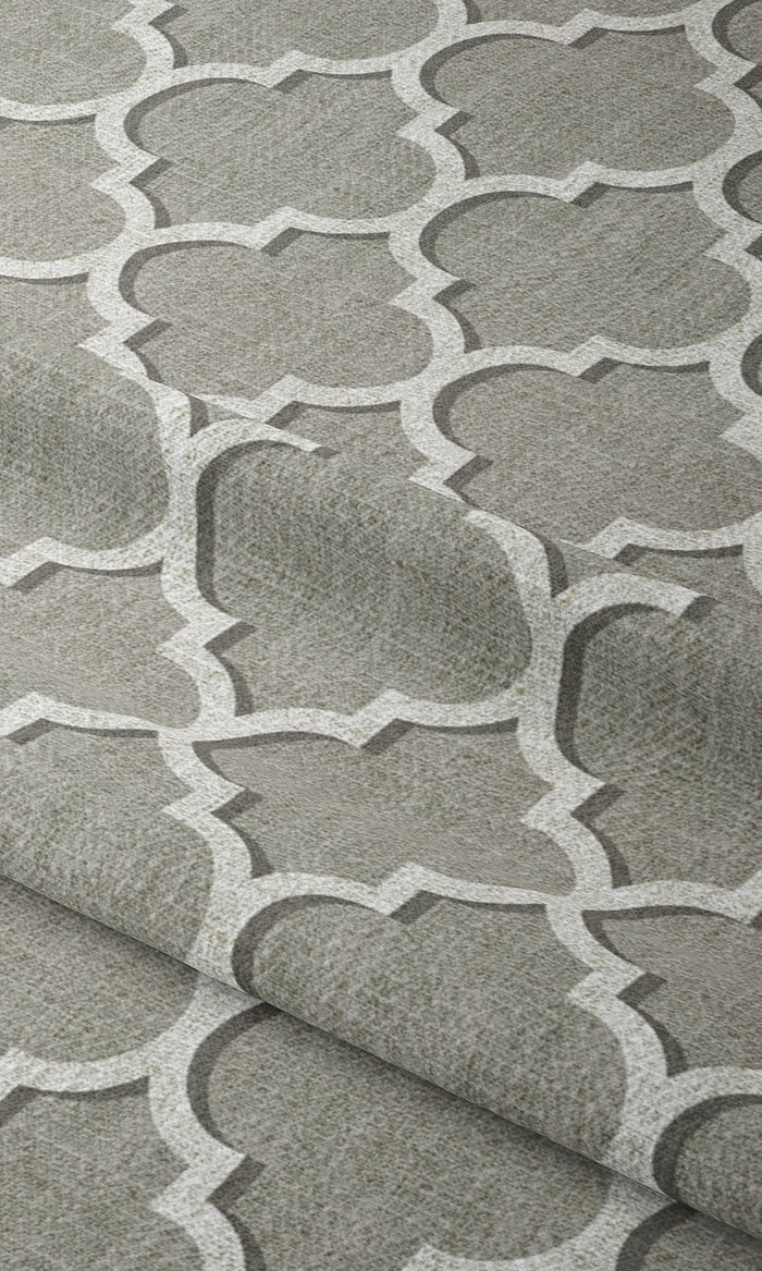 Trellis Tile Print Window Treatments Fabric By the Metre (Grey/ White)