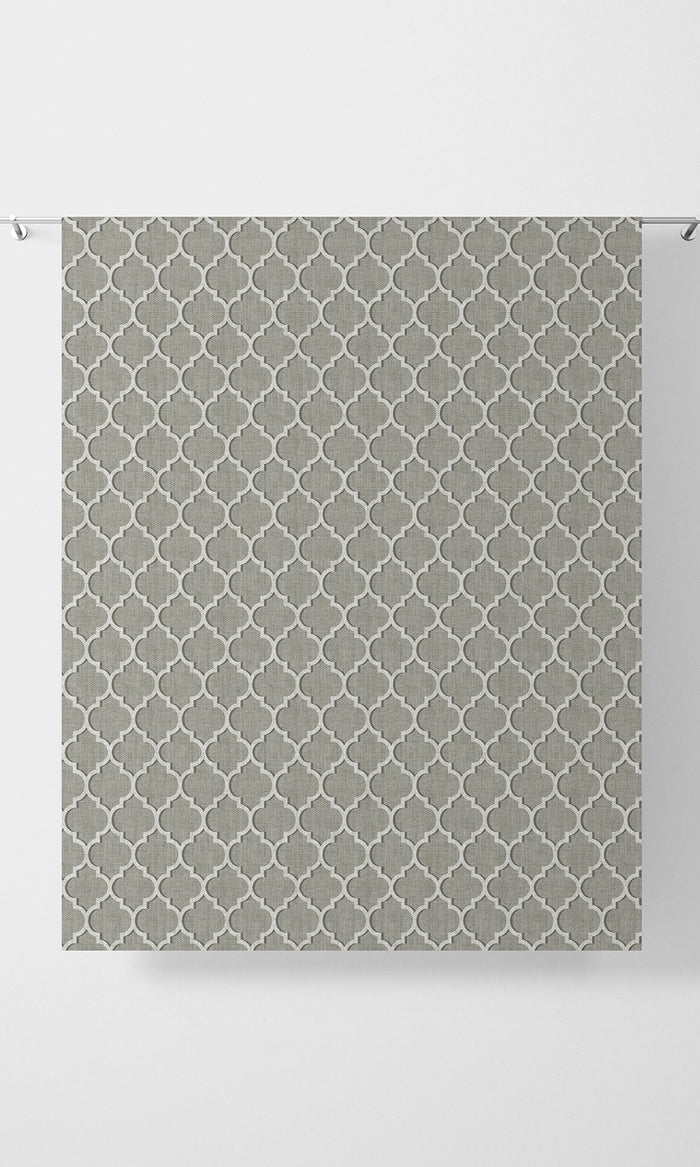 Trellis Tile Print Home Textile Fabric Material By the Metre (Grey/ White)