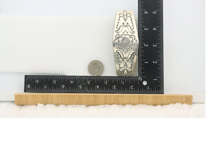Vintage Navajo Barrette 925 Sterling Silver Hand Stamped Signed Arthur Platero
