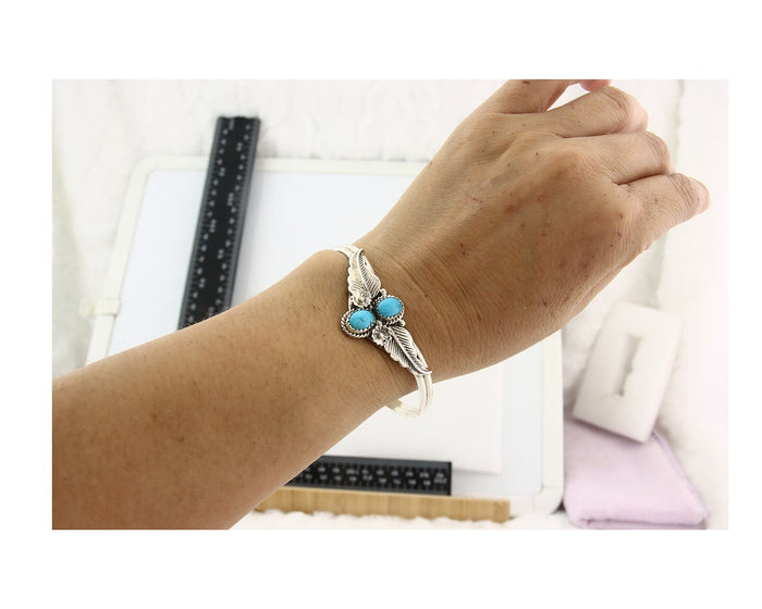 Vintage Navajo Bracelet 925 Silver Turquoise Traditional Handmade Signed SN