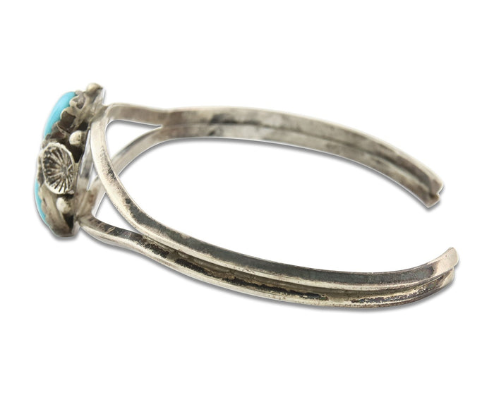 Vintage Navajo Bracelet 925 Silver Turquoise Tranditional Handmade Signed K