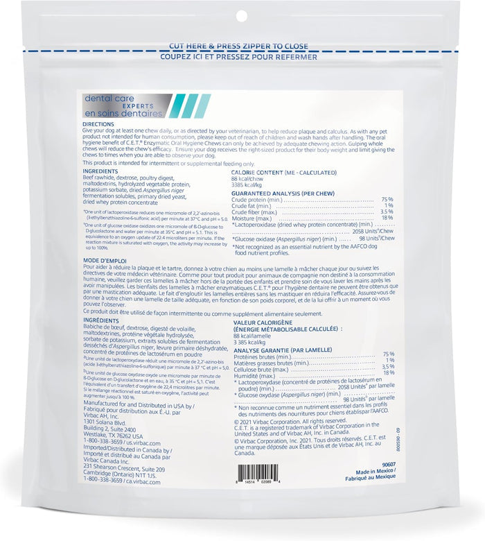 Virbac CET Enzymatic Oral Hygiene Chews for LG Dogs 50lbs.+ 30CT