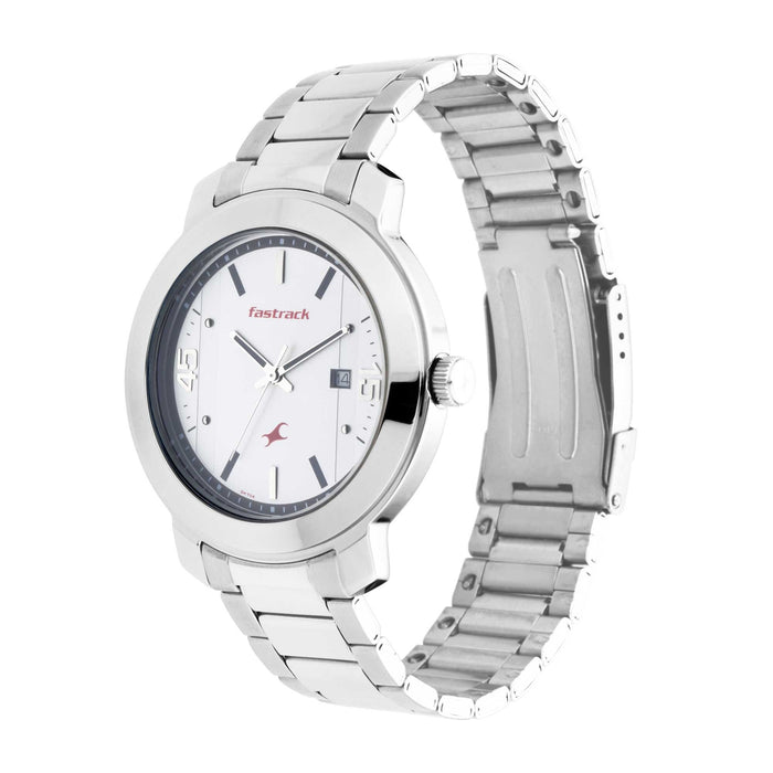 White Dial Stainless Steel Strap Watch