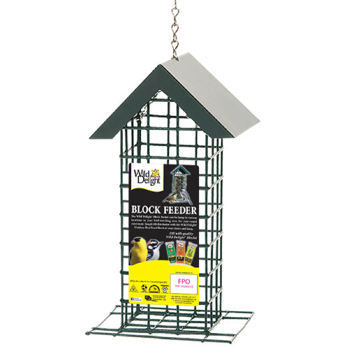 Wild Delight Block Bird Feeder Vinyl-Coated Wire Rust-Resistant Block Holder