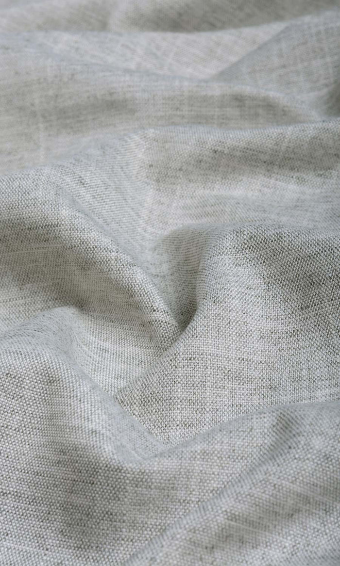 Plain Linen Textured Pinch Pleat, Rod Pocket, Eyelet Curtains (Smoke White)