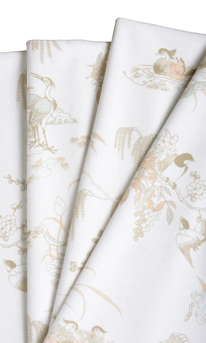 Chinoiserie Toile Velvet Made-to-Measure Curtains (White/ Ivory)