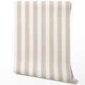 Neutral Geometric Striped Traditional Wallpaper (Beige)