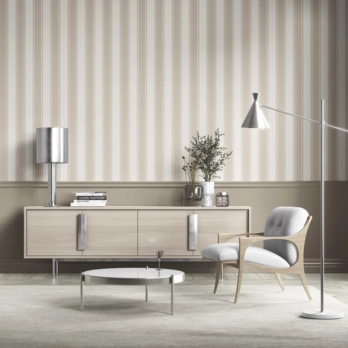 Neutral Geometric Striped Kitchen Wallpaper (Beige)