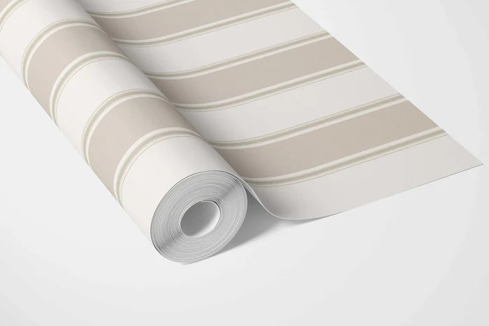 Neutral Geometric Striped Bathroom Wallpaper (Beige)