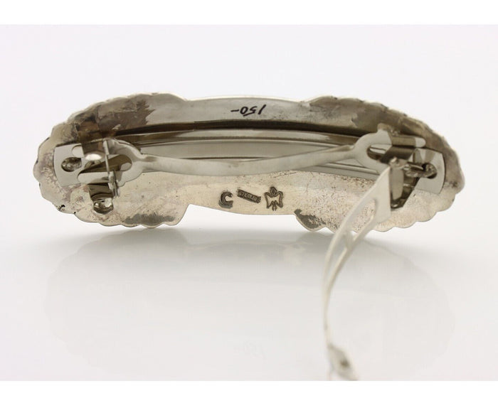 Women's Navajo Hair Clip Hand Stamped 925 Silver Signed C Montoya C.80's