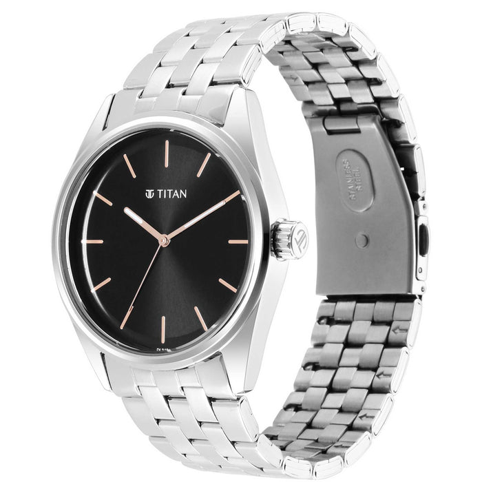 Workwear Black Dial Stainless Steel Strap Watch 1866SM01