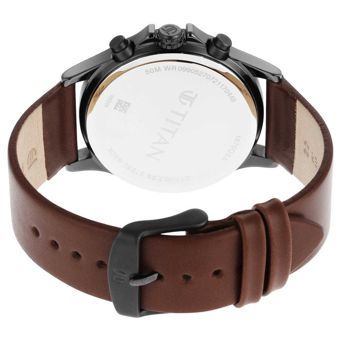Workwear Silver Dial Brown Leather Strap Watch 1870QL01