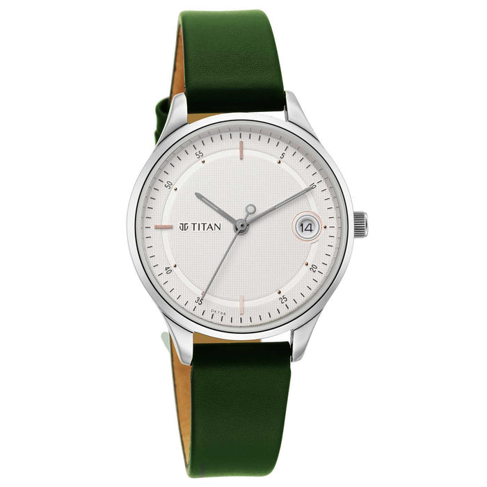 Workwear Silver Dial Green Leather Strap Watch 2649SL01