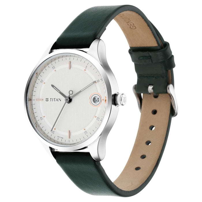 Workwear Silver Dial Green Leather Strap Watch 2649SL01